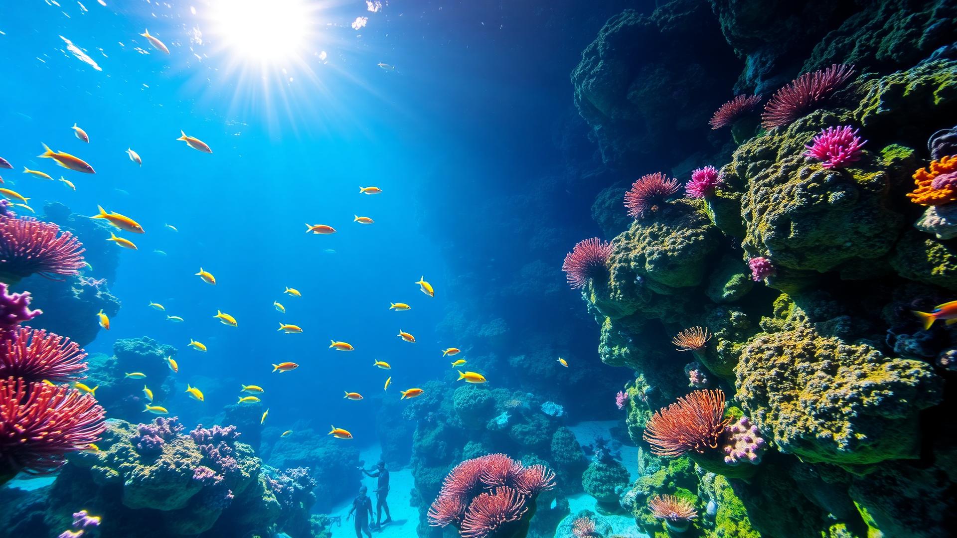 Underwater coral reef with tropical fish